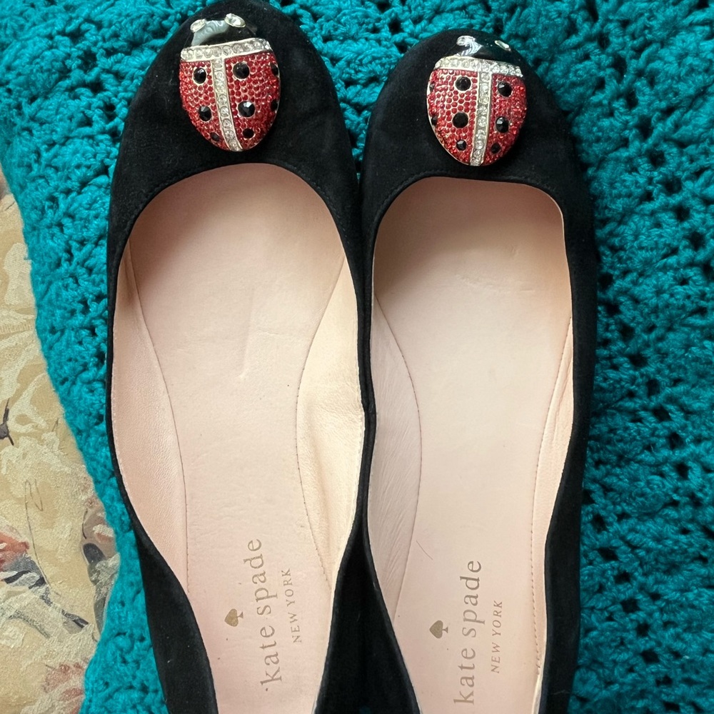 Kate Spade jeweled Ladybug, black flats size 7M